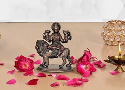 Efinito Cold cast Resin Maa Durga Idol Statue Murti for Car Dashboard, Height : 10 cm