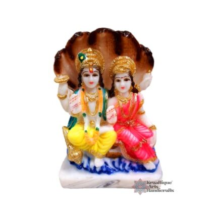 Efinito Marble Stone Lord Laxmi Vishnu Murti Decorative Idol Vishnu Bhagvan Laxmi ji Sitting On Sheshnag Murti for Showpiece (10x16 Cm)