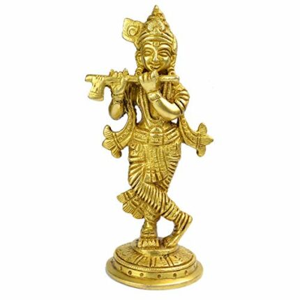 Efinito Standing Brass Lord Krishna Idol Statue Decor Figurine Krishna Janmashtami Gifts