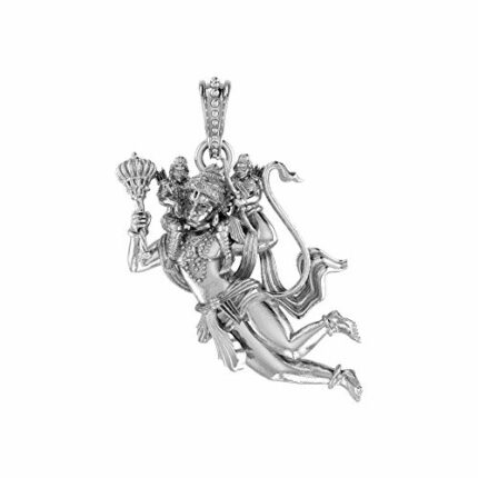 Efinito Sterling Silver (92.5% purity) God Hanuman (Big Size) Pendant for Men Pure Silver Lord Bajrang Bali Locket for Good Health & Wealth