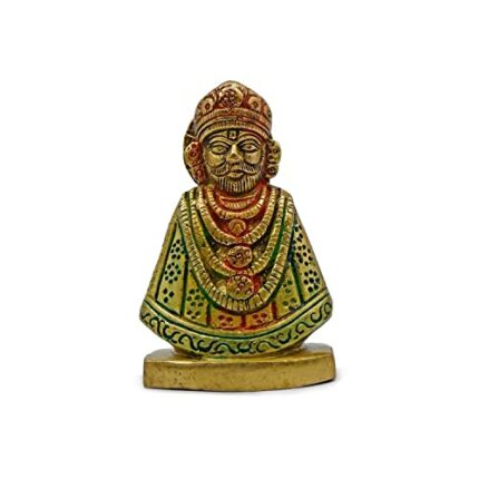 Efinito Brass Khatu Shyam Ji Murti Idol and Figurine | Shri Shyam Ji Statue for Gifting and Home and Office Dcor, 8.5Cm
