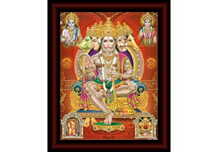 Efinito Hanuman Framed Acrylic Glass Painting 14 inch x 11 inch SANFR33(Multicolor)