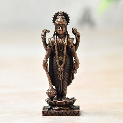 Efinito  2.5 inch, Copper Vishnu Idol, 50 Grams Weight, Patina Antique Finish, Pack of 1 Piece