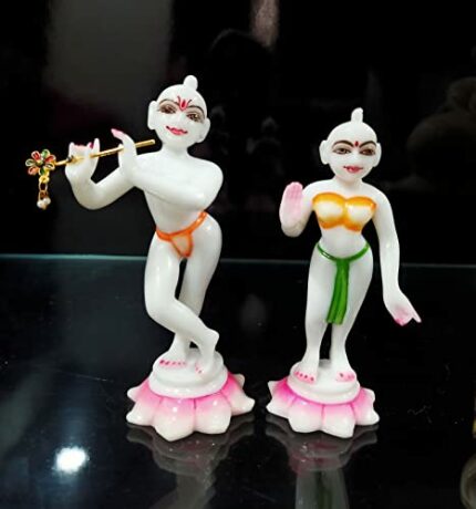 Efinito Marble Iskon Radha Krishna Idol for Temples Decorative Showpieces for Home Decor. (6 Inch)(White)