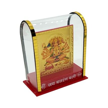 Efinito -Gold Plated Panchmukhi Hanuman Ji Cabinet Showpieces with Clear Finishing for Car Dashboard,Home,Temple & Office