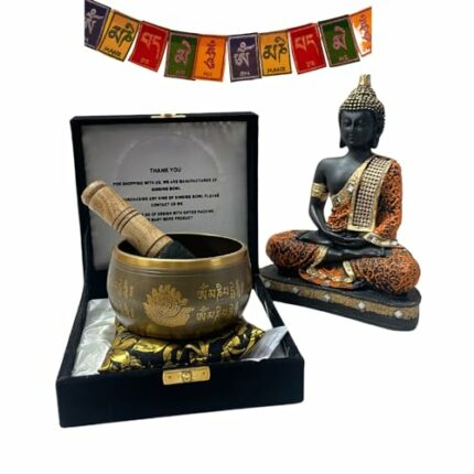 Efinito 4-Inch Tibetan Singing Bowl Set – Meditation Sound Bowl for Yoga, Chakra Healing, Mindfulness & Stress Relief – Includes Mallet & Cushion
