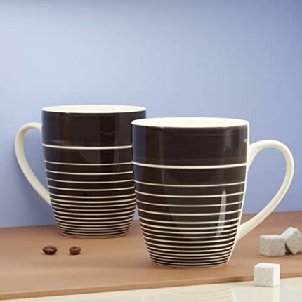 Efinito Brown Ring Coffee Mug Set of 2 to Gift to Best Friends, Coffee Mugs,Microwave Safe Ceramic Mugs,(280 ml Each)