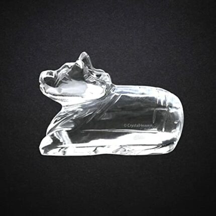 Sphatik Nandi Original Certified Idol - AAA Grade Sphatik Healing Clear Quartz Crystal for Mediation Pooja (10-20 Gram)