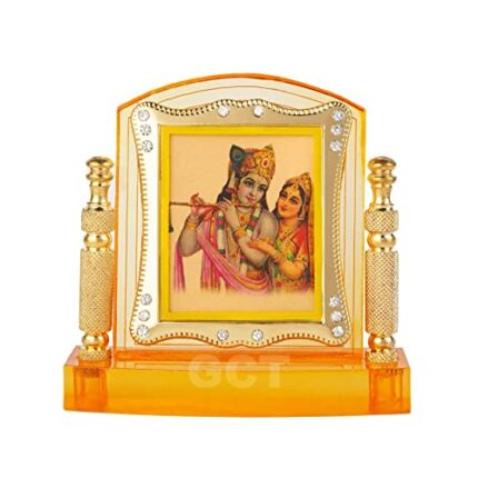 Efinito Radha Krishna Idol | Bansuri Krishna Statue (J001-33-A) Religious Acrylic Frame for Car Dashboard (L*B*H- 3.3 x 1.2 x 3.3 Inches)