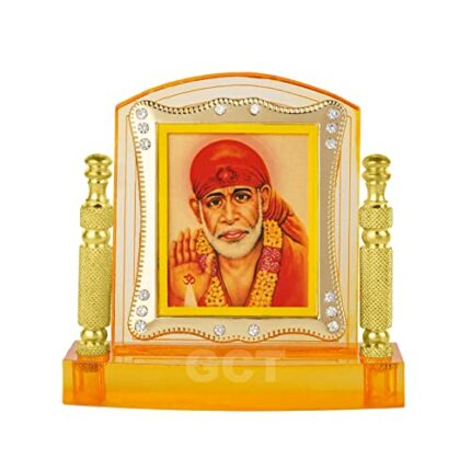 Efinito Shirdi Sai Baba Idol | Sai Baba Statue (J001-27-A) Religious Acrylic Frame for Car Dashboard (L*B*H- 3.3 x 1.2 x 3.3 Inches)