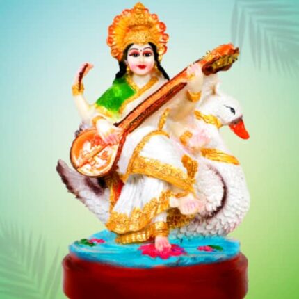 Efinito Resin Saraswati Idol,(LXWXH-07CMX12CMX19CM),White Color