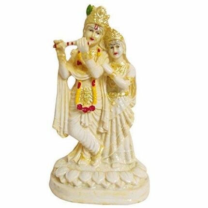 Efinito Resin Lord Radha Krishna Statue Murlidhar Krishan Kanhiya Idol, 7.8 inches, Cream, 1 Piece