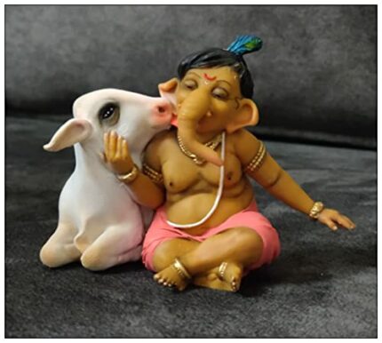 Efinito Ganpati Idol for Car Dashboard Lord Ganesha Statue for Home Decor Office Ganesh Ji Statue Gifts Showpieces, Resin