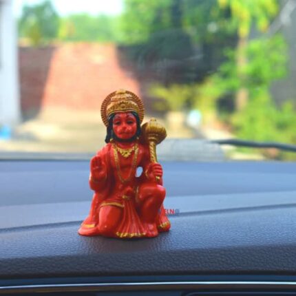 Efinito International Blessing Posture with GEfinito Sitting Lord Balaji Bajrangbali Sankat Mochan Bhagwan Idol for Temple car Dashboard Home Decor Hanuman Ji Ki Murti Statue Gift
