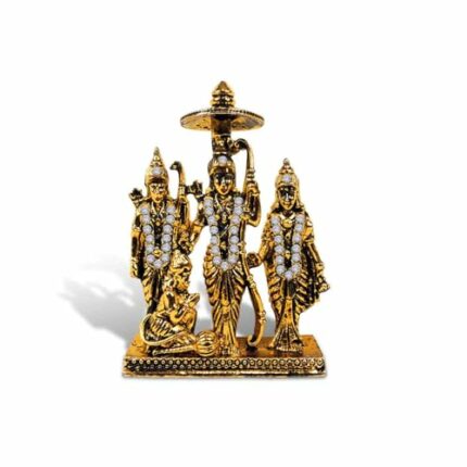 Efinito New Ram Darbar Idol (Ram Darbar St-1861) Golden Antique Metal God Stand Statue for Home/Mandir/Office Table Decor/Car Dashboard Murti Showpiece