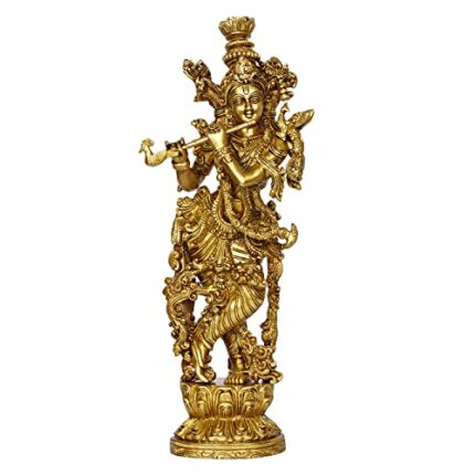 Efinito Lord Murli Manohar Krishna Krishan Brass Statue Murti Gift & Home D?cor Big Size- Height 14 Inches?.