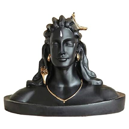 Efinito Polyresin Lord Shiva|Adiyogi|Shambhu Figurine Idol for Home D?cor & Car Dashboard,(3.5 x 5 Inch),(Black)