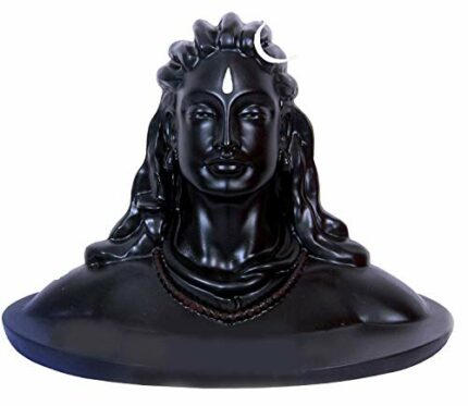Efinito Ceramic Lord Adiyogi Shiva Idol Statue for Car Dashboard Decor/Gift Item | Figurines & God Idol Decorative Showpiece (Black, Size 16.5 x 11 x 13 cm)