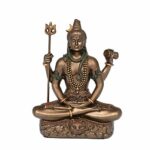 Efinito Shiva Sitting with 4 Arms & Trippe Mala Showpiece 3.45 Inch Bonded Bronze,Multi Colour