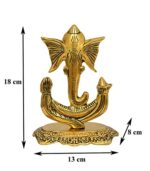 Efinito Metal Ganesh Idol, Height 18 cm, Gold Antique, 1 Piece - Image 4