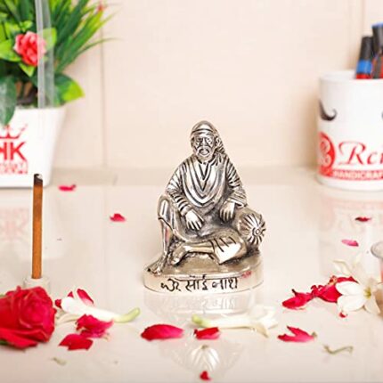Efinito Shirdi Sai Baba Metal Statue,Sai Baba Idol Murti for Car Dashboard & Home,Office Decorative Showpiece Figurines,Religious Idol Gift Article...