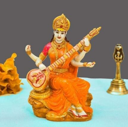 Goddess Saraswati Maa Idol Marble Dust Goddess Sarasvati Murti Figurine Devi Maa Saraswati Statue