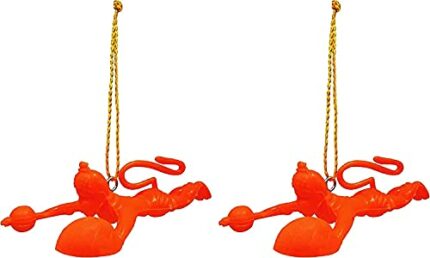 Efinito Orange Flying Lord Hanuman Idol Car Hanging Ornament Pack of 1