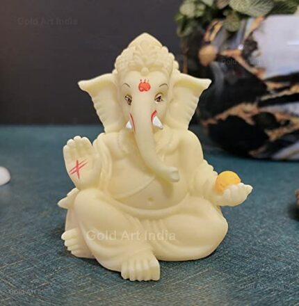 Efinito Gaddi Ganesha Premium polyresin Lord Ganesha for Car Dashboard Ganesha Ganpati Idol God of Success and Luck