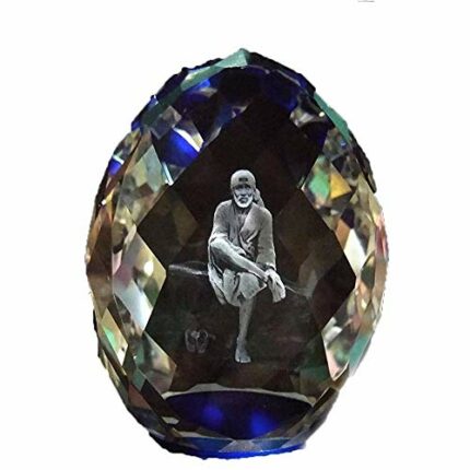 Efinito Gifts 3D Crystal Sai Baba Idol Staute Murti for Home, Pooja Room & Gift Purpose (White, 2.5 Inches)