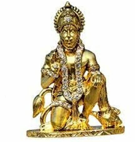 Efinito Hanuman Murti in Brass Material in Golden Finished 7.5 cm Height Suitable for car Dashboard Office Table and Home Temple puja Festival pujan Home Decor and showpiece or for Gifting Purpose