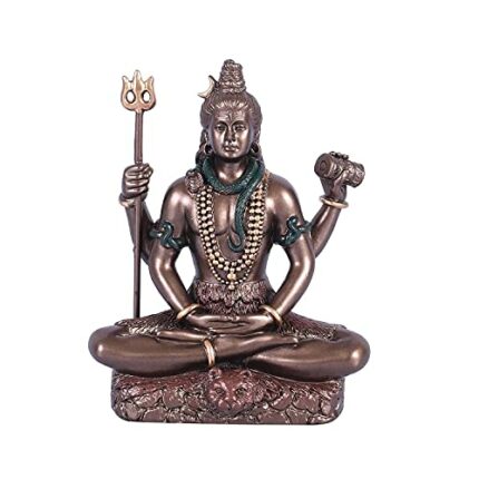 Efinito 3.4-inch Cold Cast Bronze Lord Shiv Idol as Gifts (Multicolour)