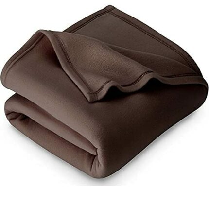 Efinito 300 TC All Season Solid/Plain lightweight Polar Fleece Single Bed Blanket (152 x 230 cm, Brown)