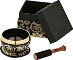 Efinito SB-OR-300-BK Ornamental Series Singing Bowl with Mallet, Cushion Ring, Display Box, 9.5cm
