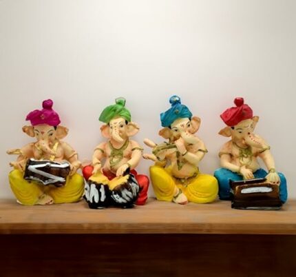 Efinito - Lord Ganesha Musical Statue Playing Flute Tabla Dholak Harmonium Figurines of Ganesh Vinayak Idol Decorative Showpiece Home & Temple