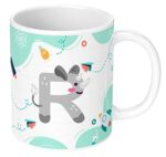 Efinito Colorful Alphabet Letter R Printed Coffee Mug for Kids Girls Boys Friends Love Best Gift for Birthday Anniversary Initial Letter R - Image 2