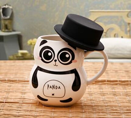 Efinito Panda Coffee Mug 330 ml Coffee Milk Tea Cup with Funny Lid Perfect Novelty Best Gift for Birthday Gift for Christmas, Kids, Daughter (Panda Mug)