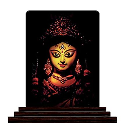 Efinito Wooden Printed God Maa Devi Durga Face (Multicolour, 4 x 5)