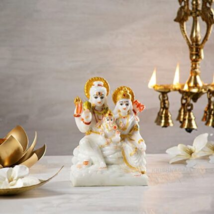 Efinito Marble Antique White Shiv Parivar Family Murti Statue for Home Pooja Gift Idol 5 Inch
