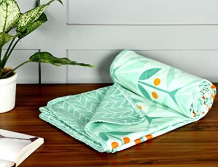 Efinito? 120 GSM Premium Cotton Printed Dohar/AC Blanket for Single Bed Size (60 x 86 inches) |Ultrasoft & Lightweight |Single - 152x220 cms-Grey Blue & White