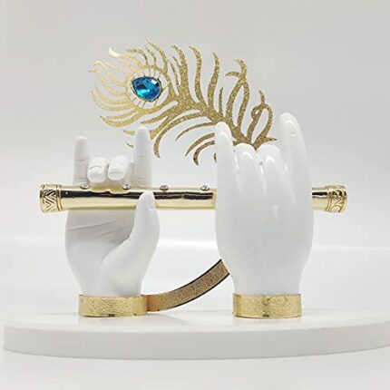 Efinito | Gold Plated Krishna Ji Hands With Flute Figurine | 24K Gold Plated With White Hand Of Krishna | Very Classical Piece For D?cor As Well As Wedding And Corporate Gifting Purposes - 7 Inc