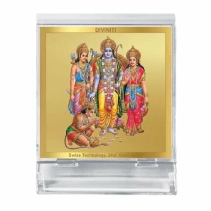 Efinito Ram Darbar God Idol Photo Frame for Car Dashboard, Table D?cor|ACF 3A Acrylic Frame, 24K Gold Plated Foil and |Idol for Pooja, Gifts Items (5.8X4.8 CM)