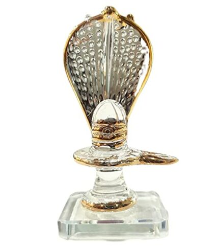 Efinito Glass Shiva Lingam Shiv Ling Murti Idol Statue Sculpture (3.5"), Clear