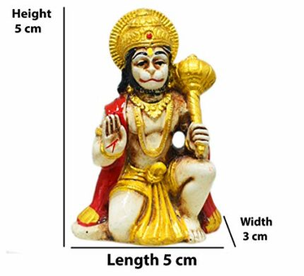 Efinito Lord Hanuman Idol in Marble Material | Grey Antique Color | Suitable for car Dashboard | Home Decor | Home or Office Temple puja | Diwali pujan | Gifting Purpose