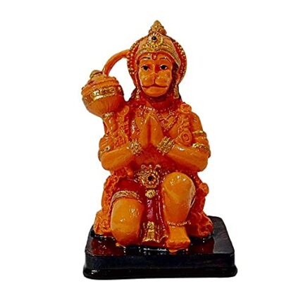 Efinito Orange Kesari Hanuman Ji Murti Bala Ji Bajrangbali Murti Statue Idol for Pooja Gift 5 Inch