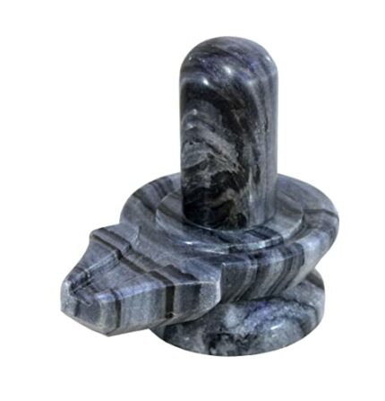 Efinito Baahubali Design Big Size (4.75") Grey/Black Natural Stone Shiva Lingam Shiv Ling Idol Murti for Daily Pooja Purpose