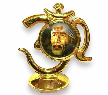Efinito Gifts Metal Baba Idol in Om Design for Car Dashboard and Home Decor, Golden, Medium.