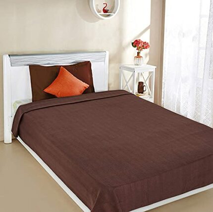 Efinito All Season Polyester Micromink Summer AC Blanket Super Soft Polar Fleece Plain Single Bed Blanket | AC Dohar |Comforter| Size 150 X 225 Cms (Approx 4.9 X 7.3 Ft) (Single) (Brown)
