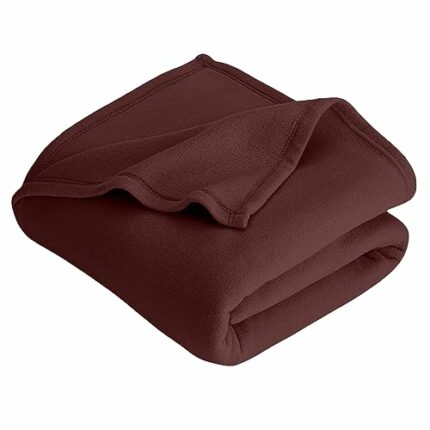 Efinito 300 TC All Season Solid/Plain Lightweight Polar Fleece Double Bed Blanket (230 x 230 cm) Brown Blanket Double IV10