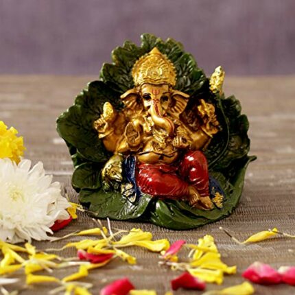 Efinito Resin Ganesh Murti Idol Statue Showpiece (Multi, 9 cm x 11 cm) - Diwali Decoration Items for Home Decor Mandir Living Room Bedroom Pooja Room Office Table Decorative Gifts
