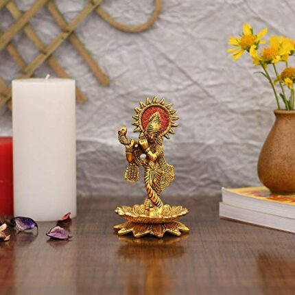 Efinito Rakhi for Brother and Bhabhi Kids with Gift Combo - Rakshabandhan Gifts for Sister - Krishna Idols Statue for Home Decor, Bhai Rakhi, Designer Lumba Rakhi for Bhabhi, Greeting Card